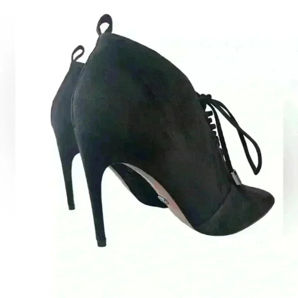 Reiss Suede Lace Up Boots Black Size 7.5 US,‎ 38 EU Heel 4” Booties with Box - Picture 4 of 16